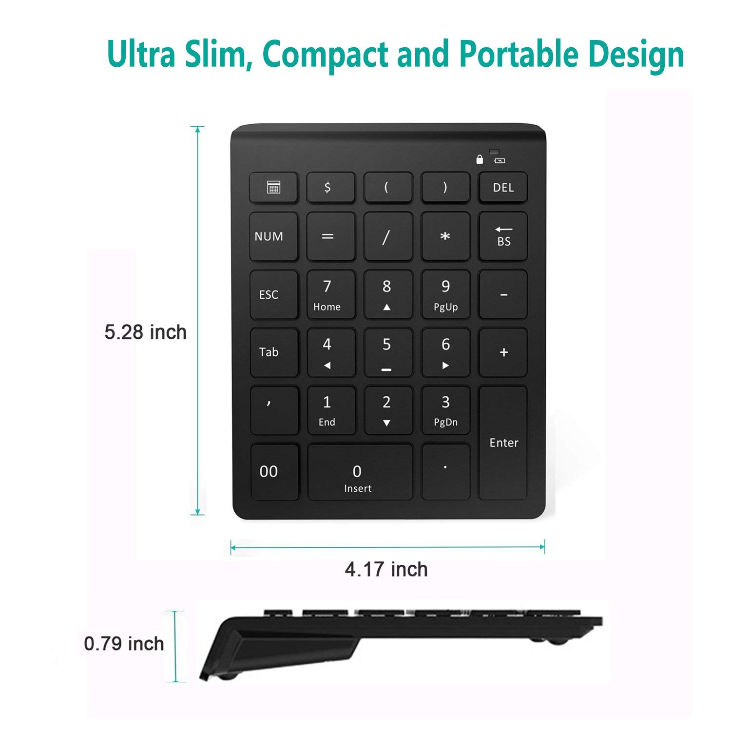18 Keys Ultra Thin Numeric keypad with Mini USB Receiver Auto Sleep Mode New Pro for Notebook 2.4G Wireless Numeric Keypad 